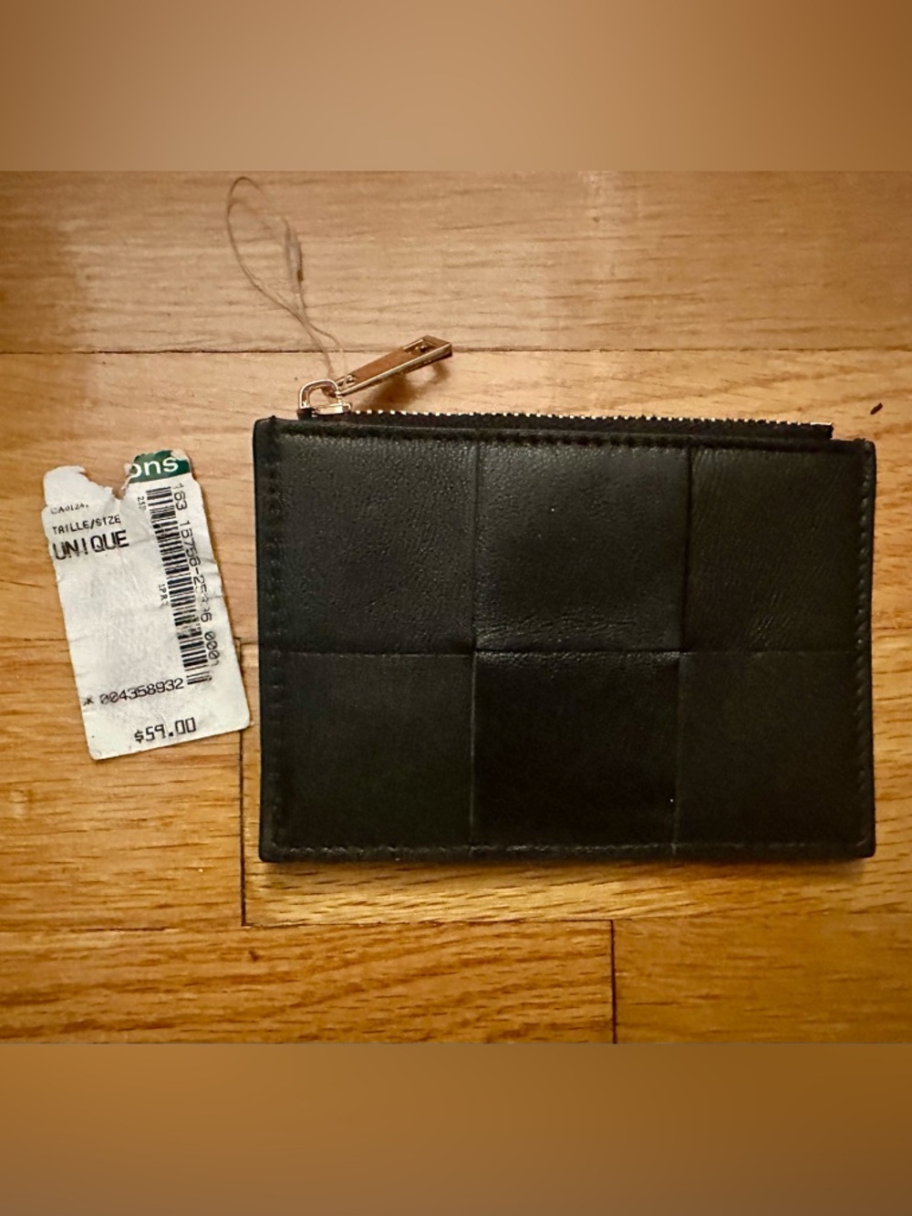 SIMONS Black Leather Zip Card Wallet
